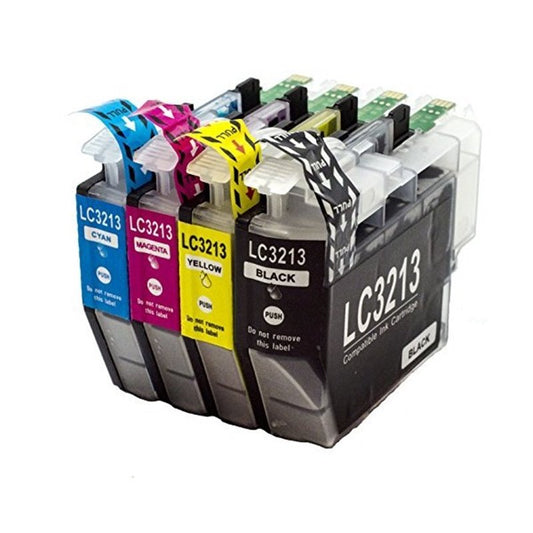Pack 4 Cores Compatíveis Brother LC-3213XL (Preto, Ciano, Magenta, Amarelo)
